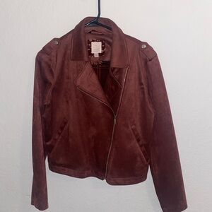 Lauren Conrad Women's Faux Suede Jacket Brown/Burgundy - Size Small